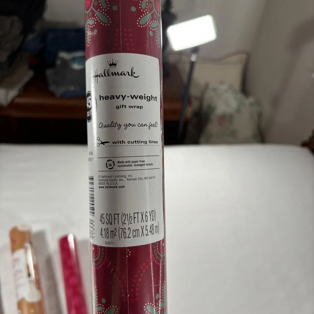 Hallmark Sleigh Hill Gift Wrap Bundle 4 Rolls Red Plaid Snowman New Heavyweight